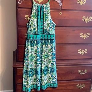 Green and blue keyhole dress.